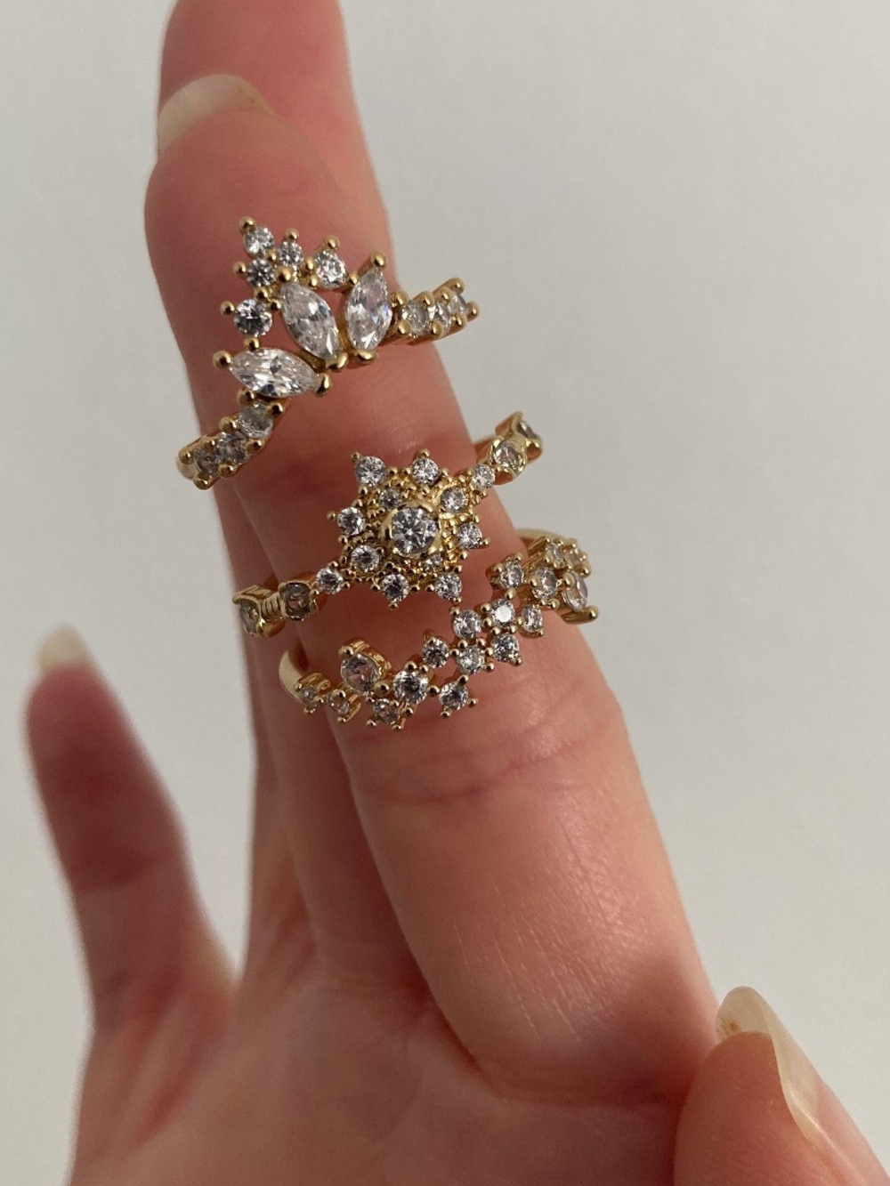 Vanessa Mooney SZ6 Ring SET Gold Stackable layering cocktail Rings Gold Set New
